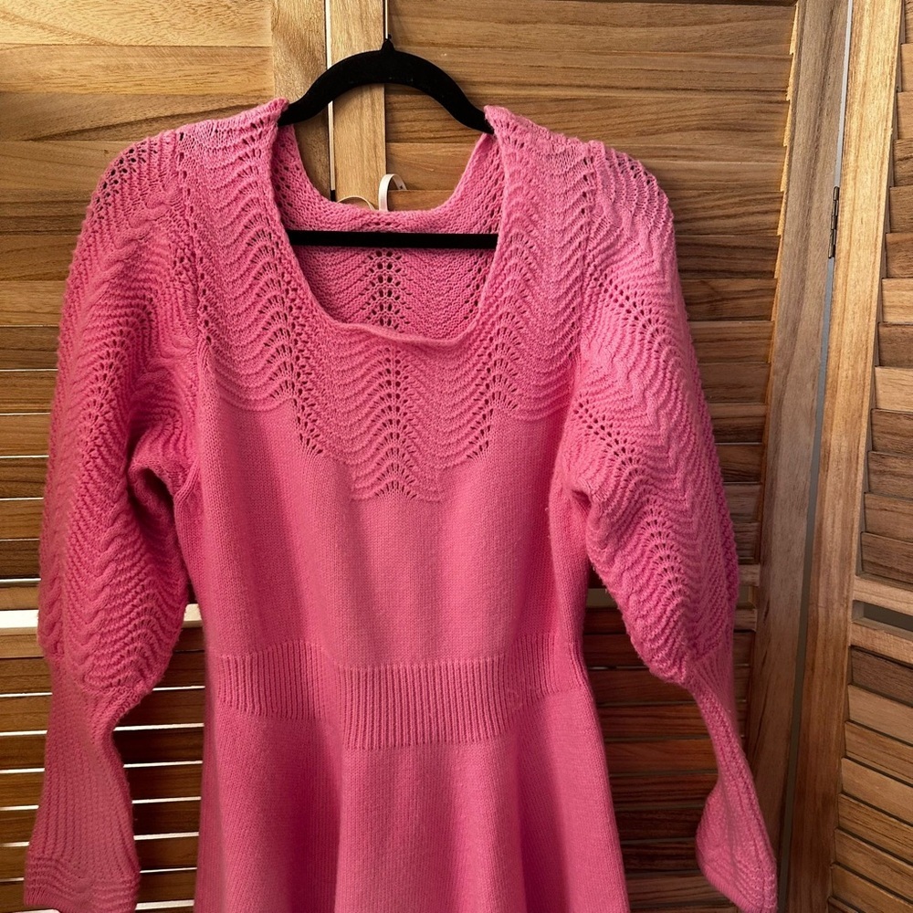 Anthropologie Pointelle Sweater Dress Size XL - Picture 6 of 8